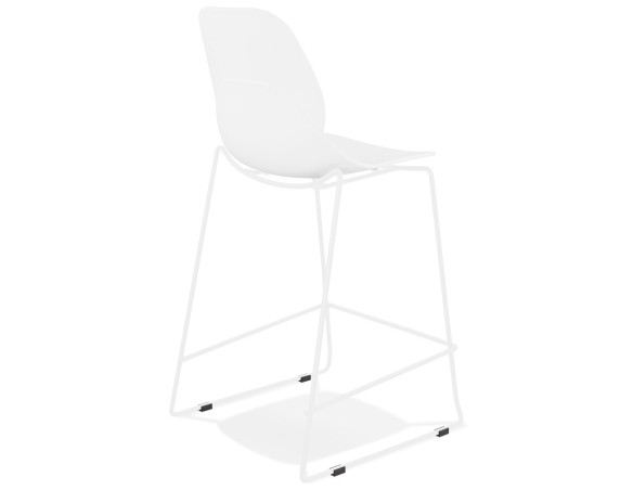 Tabouret snack mi-hauteur BERLIN MINI blanc empilable avec pied en métal blanc