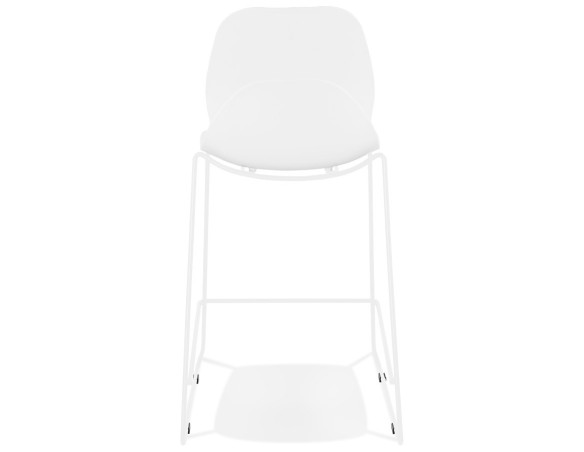 Tabouret snack mi-hauteur BERLIN MINI blanc empilable avec pied en métal blanc