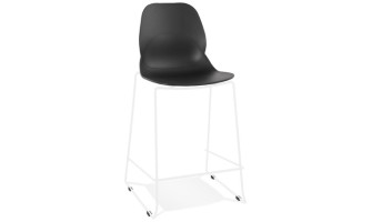 BS06090BLWH 5404028332603 Tabouret snack mi-hauteur BERLIN MINI noir empilable avec pied en métal blanc