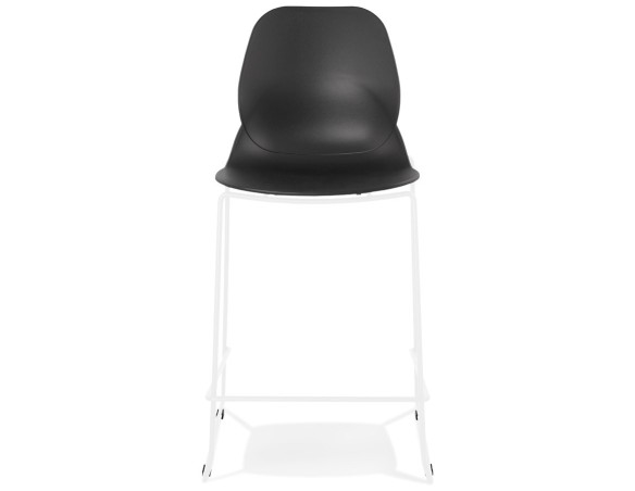 Tabouret snack mi-hauteur BERLIN MINI noir empilable avec pied en métal blanc