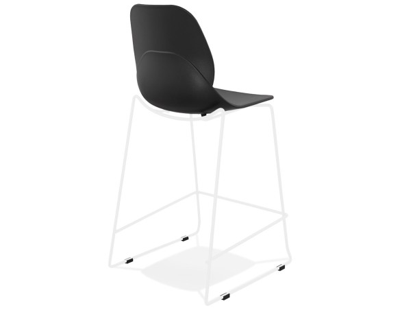 Tabouret snack mi-hauteur BERLIN MINI noir empilable avec pied en métal blanc