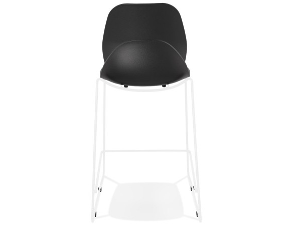 Tabouret snack mi-hauteur BERLIN MINI noir empilable avec pied en métal blanc