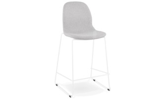 BS06110LGWH 5404028332641 Tabouret snack mi-hauteur empilable FAKIR MINI en tissu gris clair et pied en métal blanc