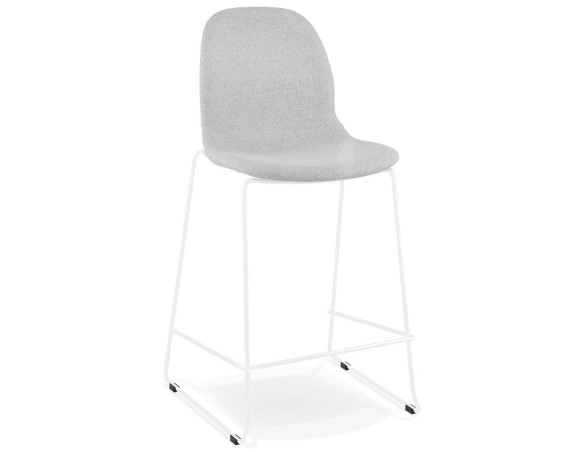 BS06110LGWH 5404028332641 Tabouret snack mi-hauteur empilable FAKIR MINI en tissu gris clair et pied en métal blanc