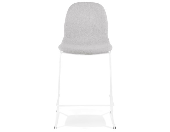 Tabouret snack mi-hauteur empilable FAKIR MINI en tissu gris clair et pied en métal blanc