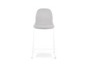 Tabouret snack mi-hauteur empilable FAKIR MINI en tissu gris clair et pied en métal blanc