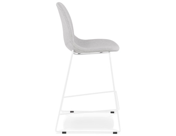 Tabouret snack mi-hauteur empilable FAKIR MINI en tissu gris clair et pied en métal blanc