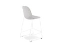 Tabouret snack mi-hauteur empilable FAKIR MINI en tissu gris clair et pied en métal blanc