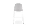 Tabouret snack mi-hauteur empilable FAKIR MINI en tissu gris clair et pied en métal blanc