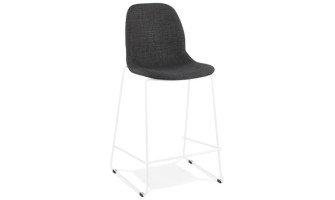 BS06130DGWH 5404028332689 Tabouret snack mi-hauteur empilable FAKIR MINI en tissu gris foncé et pied en métal blanc
