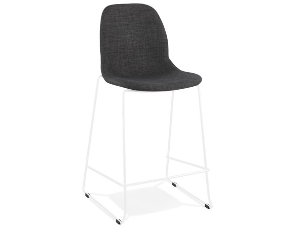 BS06130DGWH 5404028332689 Tabouret snack mi-hauteur empilable FAKIR MINI en tissu gris foncé et pied en métal blanc