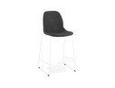 BS06130DGWH 5404028332689 Tabouret snack mi-hauteur empilable FAKIR MINI en tissu gris foncé et pied en métal blanc