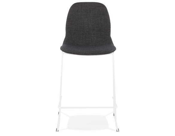 Tabouret snack mi-hauteur empilable FAKIR MINI en tissu gris foncé et pied en métal blanc