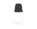 Tabouret snack mi-hauteur empilable FAKIR MINI en tissu gris foncé et pied en métal blanc