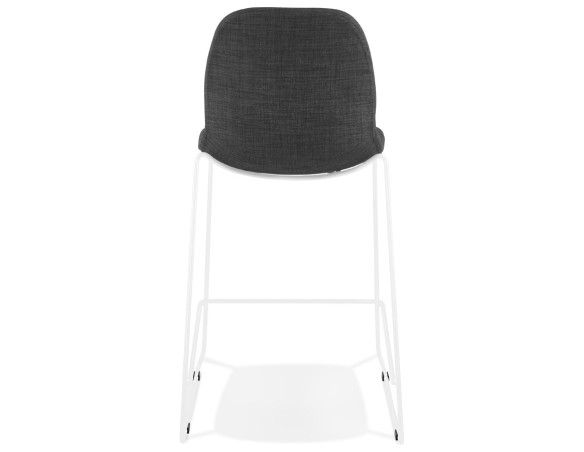Tabouret snack mi-hauteur empilable FAKIR MINI en tissu gris foncé et pied en métal blanc