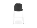 Tabouret snack mi-hauteur empilable FAKIR MINI en tissu gris foncé et pied en métal blanc