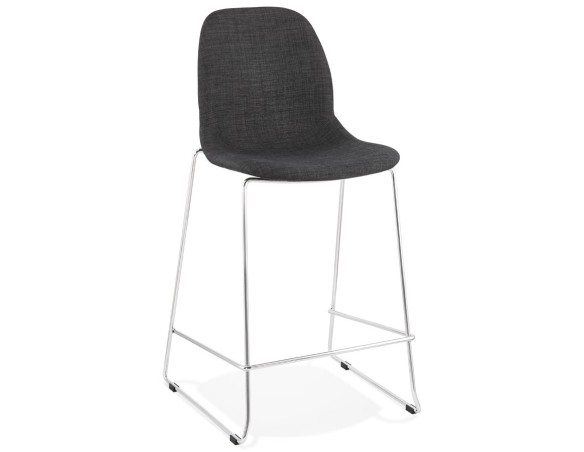 BS02630DGCH 5420072069906 Tabouret snack mi-hauteur empilable FAKIR MINI en tissu gris foncé et pied en métal chromé