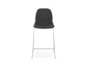 Tabouret snack mi-hauteur empilable FAKIR MINI en tissu gris foncé et pied en métal chromé
