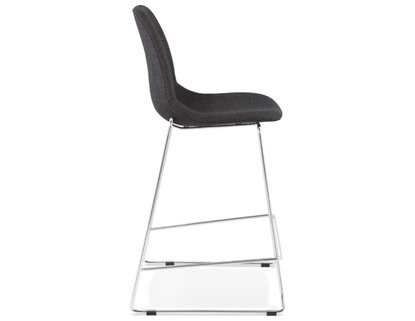 Tabouret snack mi-hauteur empilable FAKIR MINI en tissu gris foncé et pied en métal chromé