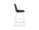 Tabouret snack mi-hauteur empilable FAKIR MINI en tissu gris foncé et pied en métal chromé