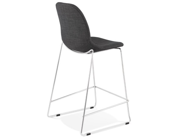 Tabouret snack mi-hauteur empilable FAKIR MINI en tissu gris foncé et pied en métal chromé