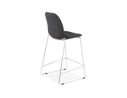 Tabouret snack mi-hauteur empilable FAKIR MINI en tissu gris foncé et pied en métal chromé