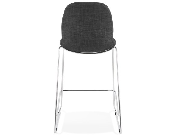 Tabouret snack mi-hauteur empilable FAKIR MINI en tissu gris foncé et pied en métal chromé