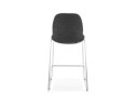 Tabouret snack mi-hauteur empilable FAKIR MINI en tissu gris foncé et pied en métal chromé
