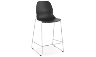 BS02640BLCH 5420072069920 Tabouret snack mi-hauteur BERLIN MINI noir empilable avec pied en métal chromé
