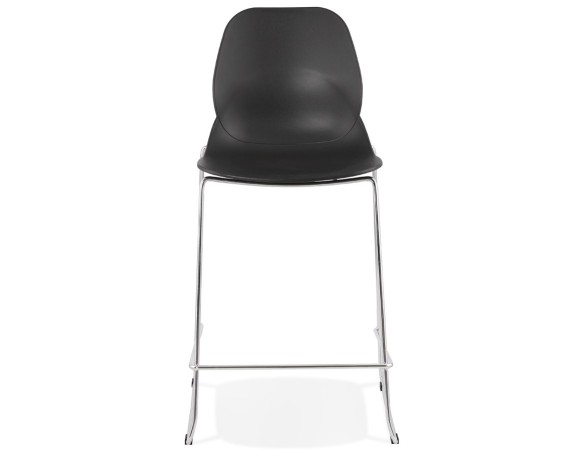 Tabouret snack mi-hauteur BERLIN MINI noir empilable avec pied en métal chromé