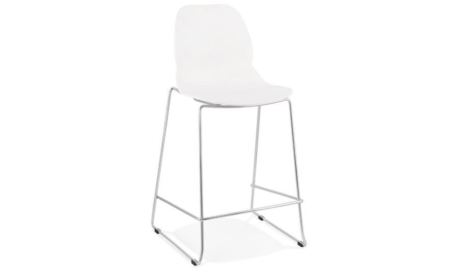 BS02650WHCH 5420072069944 Tabouret snack mi-hauteur BERLIN MINI blanc empilable avec pied en métal chromé