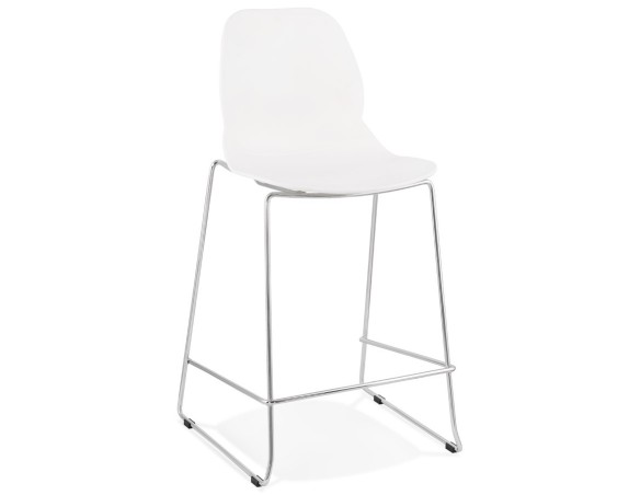 BS02650WHCH 5420072069944 Tabouret snack mi-hauteur BERLIN MINI blanc empilable avec pied en métal chromé