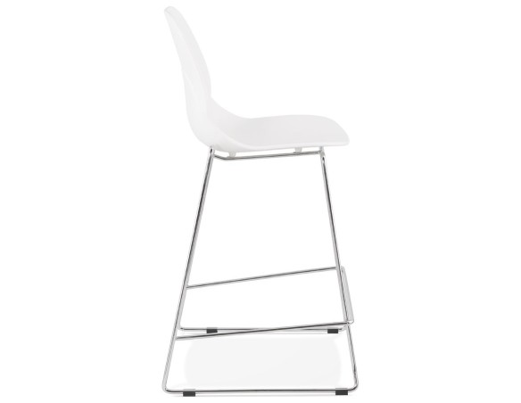Tabouret snack mi-hauteur BERLIN MINI blanc empilable avec pied en métal chromé