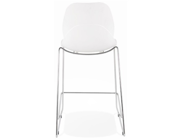 Tabouret snack mi-hauteur BERLIN MINI blanc empilable avec pied en métal chromé