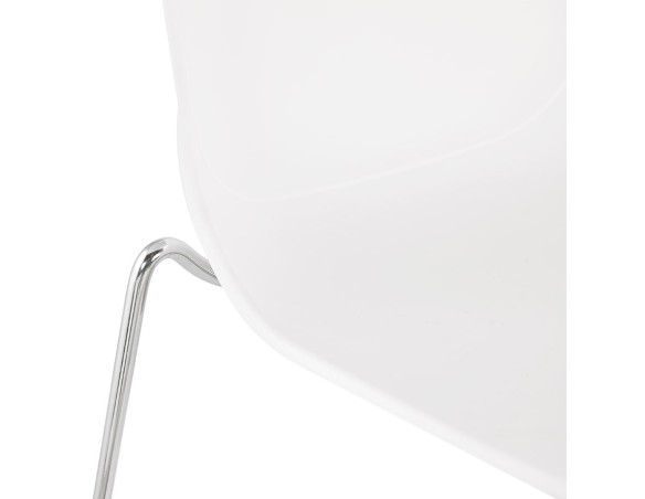 Tabouret snack mi-hauteur BERLIN MINI blanc empilable avec pied en métal chromé