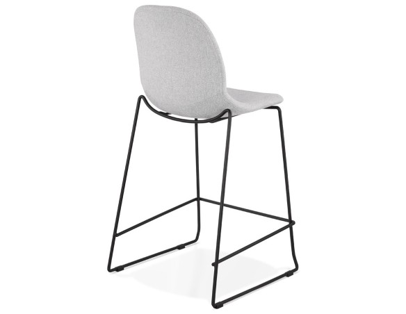 Tabouret snack mi-hauteur EKTOR MINI en tissu gris clair empilable