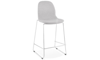 BS02710LGCH 5420072070063 Tabouret snack mi-hauteur empilable FAKIR MINI en tissu gris clair et pied en métal chromé