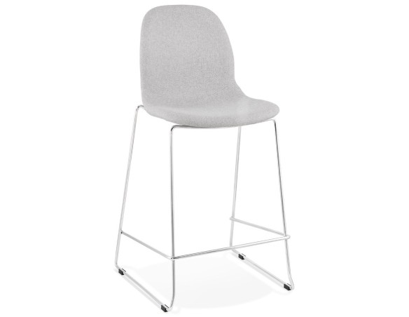 BS02710LGCH 5420072070063 Tabouret snack mi-hauteur empilable FAKIR MINI en tissu gris clair et pied en métal chromé