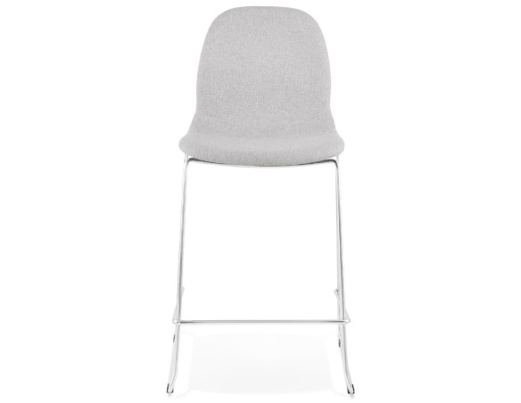 Tabouret snack mi-hauteur empilable FAKIR MINI en tissu gris clair et pied en métal chromé
