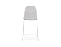 Tabouret snack mi-hauteur empilable FAKIR MINI en tissu gris clair et pied en métal chromé
