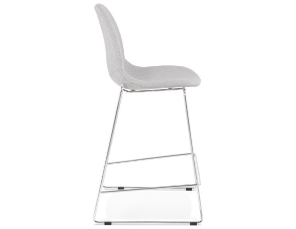 Tabouret snack mi-hauteur empilable FAKIR MINI en tissu gris clair et pied en métal chromé