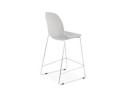 Tabouret snack mi-hauteur empilable FAKIR MINI en tissu gris clair et pied en métal chromé