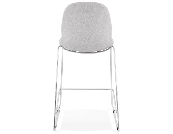 Tabouret snack mi-hauteur empilable FAKIR MINI en tissu gris clair et pied en métal chromé