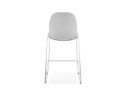 Tabouret snack mi-hauteur empilable FAKIR MINI en tissu gris clair et pied en métal chromé
