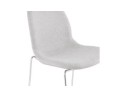 Tabouret snack mi-hauteur empilable FAKIR MINI en tissu gris clair et pied en métal chromé