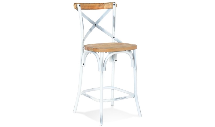 BS04900WAWH 5404028305164 Tabouret snack mi-hauteur COTTAGE MINI en bois finition Noyer effet vieilli