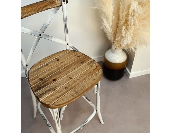 Tabouret snack mi-hauteur COTTAGE MINI en bois finition Noyer effet vieilli