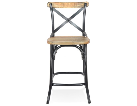 Tabouret snack mi-hauteur COTTAGE MINI en bois finition Noyer effet vieilli noir