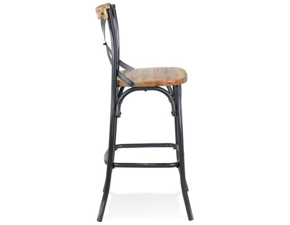 Tabouret snack mi-hauteur COTTAGE MINI en bois finition Noyer effet vieilli noir