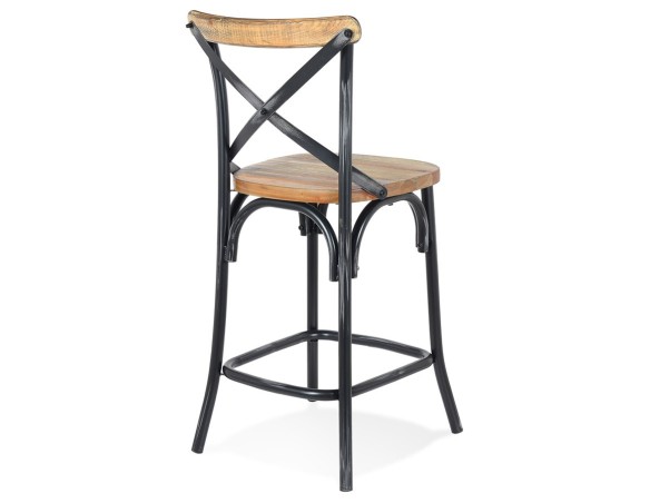 Tabouret snack mi-hauteur COTTAGE MINI en bois finition Noyer effet vieilli noir